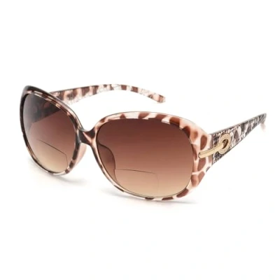 Imagen de JM Gafas de Sol Lectura Bifocales Redondas Clásicas para Mujer Lector Vintage Protección UV Tortuga +1.25