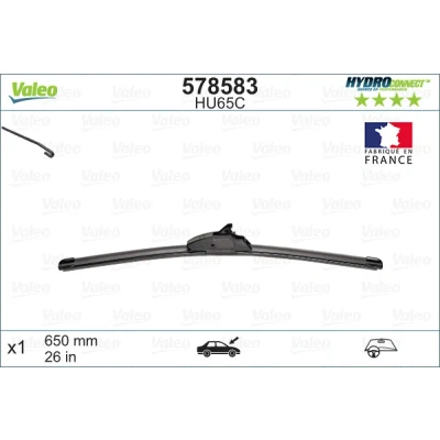Imagen de Limpiaparabrisas Valeo Hydroconnect 578583 650mm delante Sin marco sujeción por gancho TOYOTA: Aygo, Auris Hatchback, Corolla XII KIA: Niro