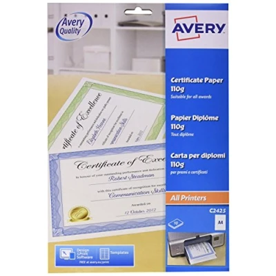 Imagen de Avery Dennison Papel para diplomas y certificados (A4, algodón, 10 unidades), color azul