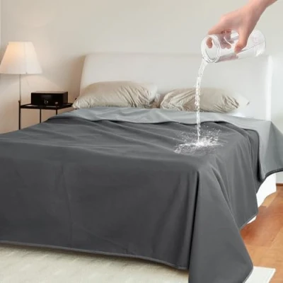Imagen de Catalonia Classy manta impermeable para cama, sofá, intimidad, 244 x 259 cm, color gris