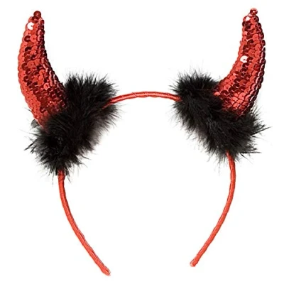 Imagen de W WIDMANN MILANO Party Fashion cuernos de diablo en cinta para el pelo, con plumas negras, accesorio disfraz, Halloween, carnaval