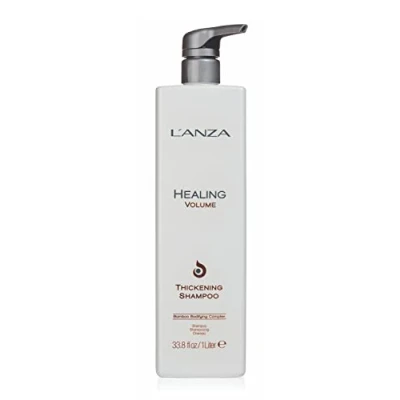 Imagen de L’ANZA Healing Volume Thickening Champú de Pelo Restaurador para Volumen y Grosor Cabellos Finos con Queratina Extracto Bambú Efecto Abrillantador, 1 L