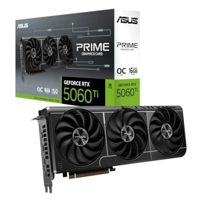 Imagen de ASUS Prime GeForce RTX 5060 Ti 8GB GDDR7 Tarjeta gráfica preparada para SFF (PCIe 5.0, GDDR7, HDMI/DP 2.1, 2.5 Ranuras, Ventiladores Axial Tech, Dual BIOS)