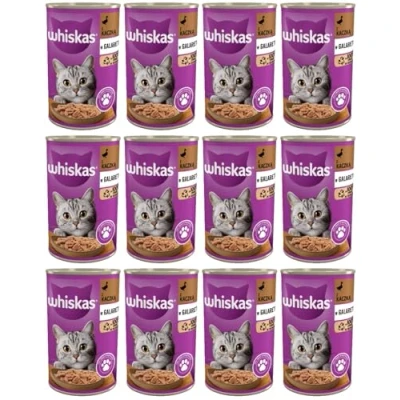 Imagen de Whiskas Comida húmeda para gatos Adult 1+ con pato en gelatina, 12 latas (12 x 400 g)