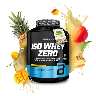 Imagen de BioTechUSA Iso Whey Zero Premium Protein Isolate Grass Fed Enzyme Free Sugar and Gluten free, 1816 g, Piña mango