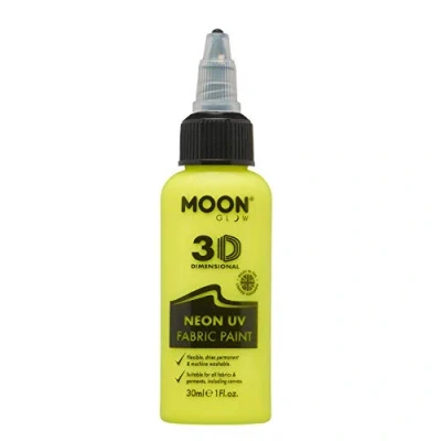 Imagen de Moon Glow Pintura para tela Neon UV 3D textil ropa, camisetas, bolsos, zapatos y lienzos Amarillo intenso 30 ml (Paquete de 1)