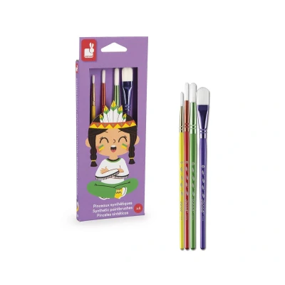 Imagen de Janod Set tamaños Diferentes Pinceles para niños Pelo sintético Suave Fáciles de Lavar Pintura, Manualidades y Actividades Creativas A Partir 4 años J07410, Multicolor (JURATOYS J07410)