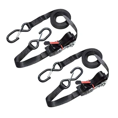 Imagen de Master Lock 3066EURDAT Cinchas de Amarre con Trinquete y Ganchos, Envase 2, Negro, 4.25 m x 25 mm