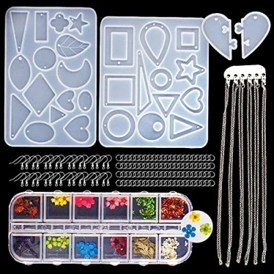 Imagen de SnailGarden 252 piezas de Moldes para Colgantes Joyería,Kits Resina Silicona con Flor Seca, Molde Fundición Epoxi Artesanal Cadena Collar,Ganchos Pendientes