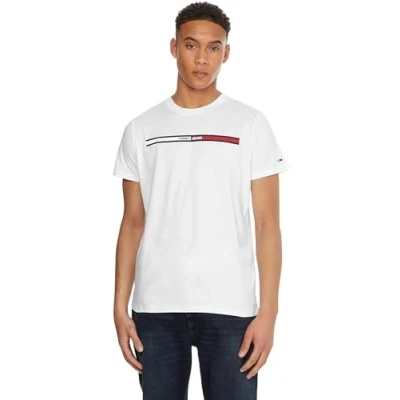 Imagen de Tommy Jeans Camiseta de Manga Corta para Hombre Essential Flag Tee Cuello Redondo, Blanco (White), S