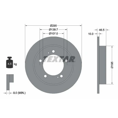 Imagen de TEXTAR PRO 92066003 Disco de freno 290 10 05/07 139,7 macizo revestido sin perno sujeción rueda, buje rueda SUZUKI: Vitara I SUV
