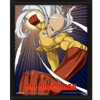 Imagen de Pyramid International Marco lenticular 3d Verdadero efecto de movimiento y profundidad One Punch Man Saitama VS Genos Idea regalo cumpleaños 25,5 x 20,5 Licencia oficial