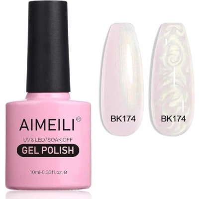 Imagen de AIMEILI Gel de concha perla Esmalte uñas Brillo dibujo sirena Semipermanente Soak Off UV LED Polish Rosa Claro (174) 10ml