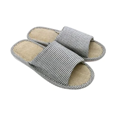 Imagen de AioTio Mujeres y Hombres Zapatillas de Punta Lino algodón con luz Suave Abierta casa cómodas Transpirables Antideslizantes para Interiores Exteriores(44/45 EU,Armada)
