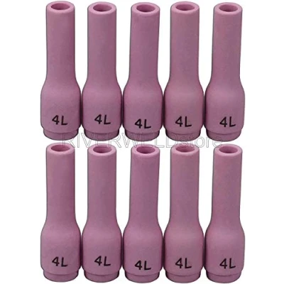 Imagen de RIVERWELD TIG boquillas de alúmina tazas cerámica largas 796F71 No.4L (D6,5 x 48 mm) Orificio para DB SR WP 9 20 25 antorcha soldadura 10pk