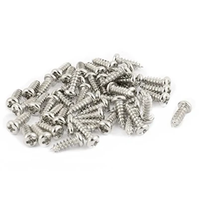 Imagen de sourcing map Tornillos Autoperforantes de Cabeza 50piezas M2.5 x 8mm Acero Inoxidable STL Phillips Pan Redondo