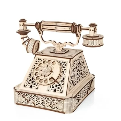 Imagen de EWA Eco Wood Art 3D Holzpuzzle für Jugendliche und Erwachsene, 14+ Retro Telefon DIY Bausatz, Selbstmontage, kein Kleber erforderlich 232 Stück