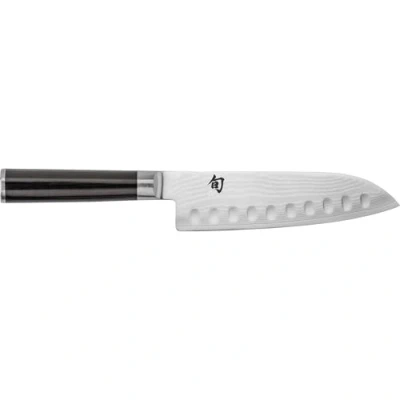 Imagen de KAI Shun Classic Santoku 18 cm longitud de hoja con alveolos cuchillo Damasco 32 capas núcleo VG MAX 61 (±1) HRC Mango madera Pakka Hecho en Japón cocina japonés forjado