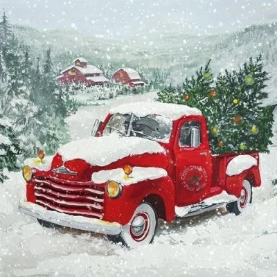 Imagen de 20 servilletas de coche con árbol Navidad como decoración mesa para el invierno y Navidad, 33 x cm