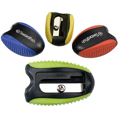 Imagen de Swordfish [40287]&#039;Soft Grip&#039; Sacapuntas (2 unidades), amarillo, azul, verde, rojo
