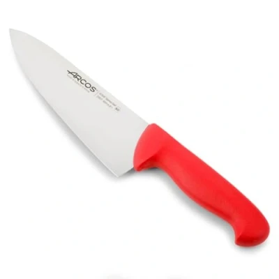 Imagen de Arcos Cuchillo Chef Acero Inoxidable Nitrum y Hoja 200 mm. Cocina Profesional multipropósito. Mango ergonómico Polipropileno. Serie 2900. Color Rojo.