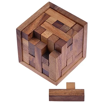 Imagen de LOGOPLAY Cubo de Embalaje 125 Rompecabezas 3D Juego Pensar adivinanzas Paciencia lógica en un Marco Madera