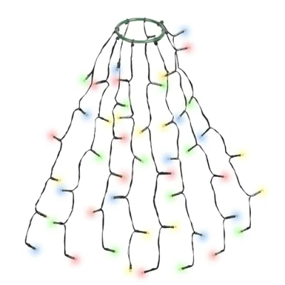 Imagen de SALCAR iluminación de árbol Navidad 0,6 m con anillo y 8 guirnaldas, cadena luminosa 48 LED, Navidad, impermeable para 60 cm, 90 120 Navida