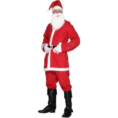 Imagen de Smiffys Disfraz de Papá Noel, Rojo, con chaqueta, pantalón, barba, gorro y cinturón