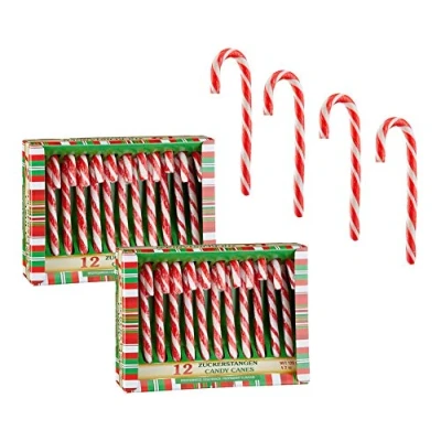 Imagen de Spetebo Palitos de caramelo comestibles con sabor a menta, 24 unidades, decoración navideña, para árbol Navidad, colgante