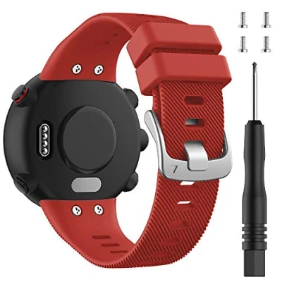 Imagen de ACTECH Correa Compatible con Garmin Forerunner 45 Pulsera, 45S Swim 2 Ajustable de Silicona Reemplazar Banda Pulsera (Rojo)