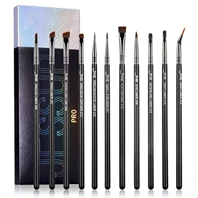 Imagen de Jessup brochas de maquillaje ojos para delineador, 11pcs set pinceles profesionales definir planos en ángulo con punta lápiz doblada ultrafina delineador precisión,T324