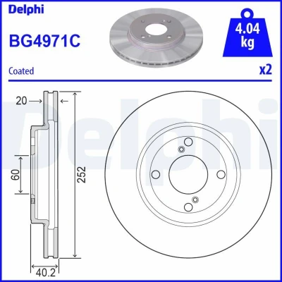 Imagen de DELPHI BG4971C Disco de freno 252 20 4 ventilado revestido sin procesar cojinete rueda, anillo sensor ABS SUZUKI: SWIFT 4, 5
