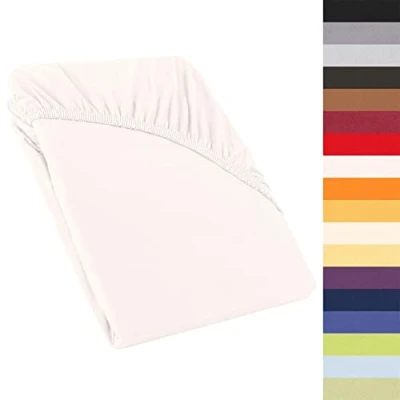 Imagen de CelinaTex Perla Sábana Bajera Ajustable para Cama con somier, 120 x 200 130 cm, algodón Mako, 160 g/m², Color Blanco Nieve