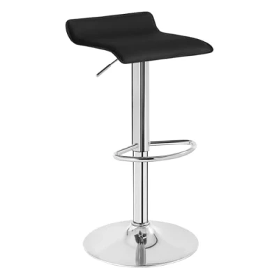 Imagen de WOLTU 1x Taburetes de Bar Regulable en Altura Cuero Artificial Acero Cromado Asiento Acolchado Silla Alto Cocina Negro BH11sz 1