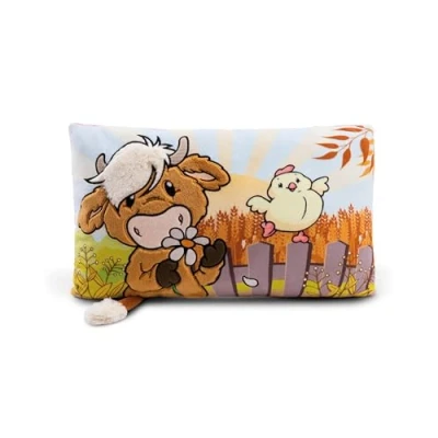 Imagen de NICI Cojín vaca de las tierras altas McMooray y pollo Eggwina 43x25cm blanco Almohada peluche mullida para niños, niñas, bebés amantes los peluches, ideal casa, la guardería o viaje