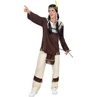 Imagen de Funidelia Disfraz de Indio para hombre Indios, Vaqueros, Western adultos y divertidos accesorios Fiestas, Carnaval Halloween Talla XXL Marrón