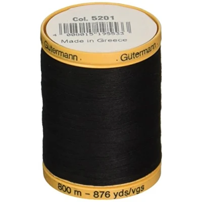 Imagen de Gutermann 800C 5201 Hilo de Algodón Natural, color Negro