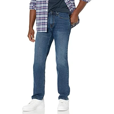 Imagen de Amazon Essentials Pantalón Vaquero Elástico de Ajuste Recto Hombre, Lavado Vintage, 30W / 32L
