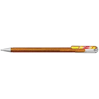 Imagen de Pentel Bolígrafo Dual Metallic de tinta gel y punta bola, Colores brillantes diferentes según donde pintes (dorado rojo).