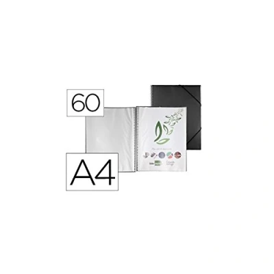 Imagen de Carpeta liderpapel escaparate con espiral 60 fundas polipropileno din a4 negro