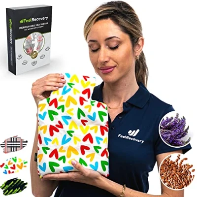 Imagen de Saco Térmico Semillas con Forma Botella Agua Caliente Bolsa de Calor para Microondas (30x22 cm) Cojín Funda Lavable, Tela Algodón 100%, Olor Lavanda
