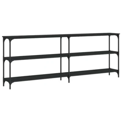 Imagen de vidaXL Mesa Consola, Mesita con Patas Ajustables, Auxiliar de Sofá, para Salón Pasillo Entrada, Madera Ingeniería Negra