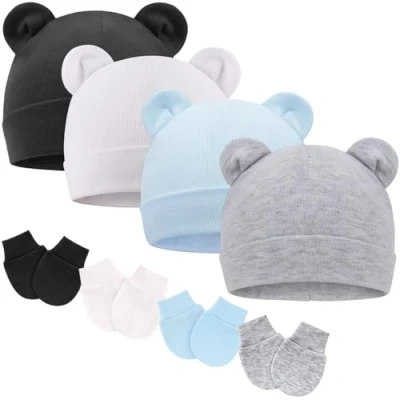 Imagen de DRESHOW Bebé Gorro y Guantes para Recién Nacido Beanie Sombrero Bebés Niños Gorros