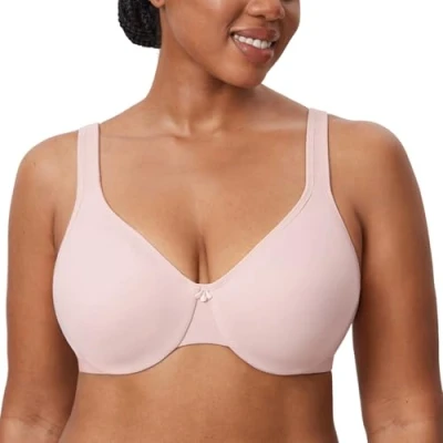 Imagen de DELIMIRA Sujetador Reductor con Aros Talla Grande Copa Completa para Mujer Rosa Desnuda 95B