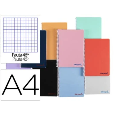 Imagen de Cuaderno espiral liderpapel a4 wonder tapa plastico 80h 90gr rayado n.46 colores surtidos