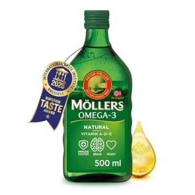 Imagen de Moller’s ® Aceite de hígado bacalao Complemento dietético con omega 3 EPA, DHA y vitaminas A, D E Sabor Neutro 500 ml