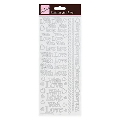 Imagen de Anita&#039;s Pegatinas con el texto With Love, color plateado sobre blanco