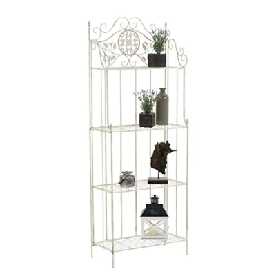 Imagen de Estantería de Hierro Plegable Flora I Decorativa con 4 Estantes Multiusos Niveles Color:, Color:Crema Envejecido