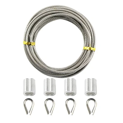 Imagen de UOOM 5 m x 3 mm Cable de acero galvanizado con revestimiento PVC (5 + 8 elementos sujeción)
