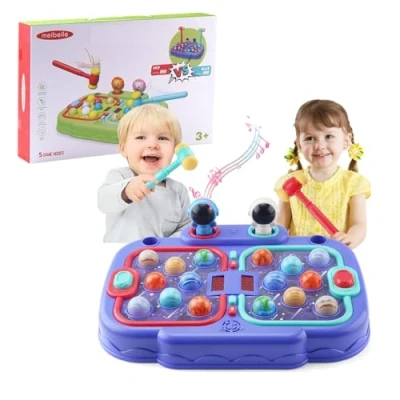 Imagen de Balakaka Juguete de Martillo con 2 Martillos, Mini Juego Arcade Electrónico Pantalla Resultados, Interactivo Desarrollo para Niños 3+ Años